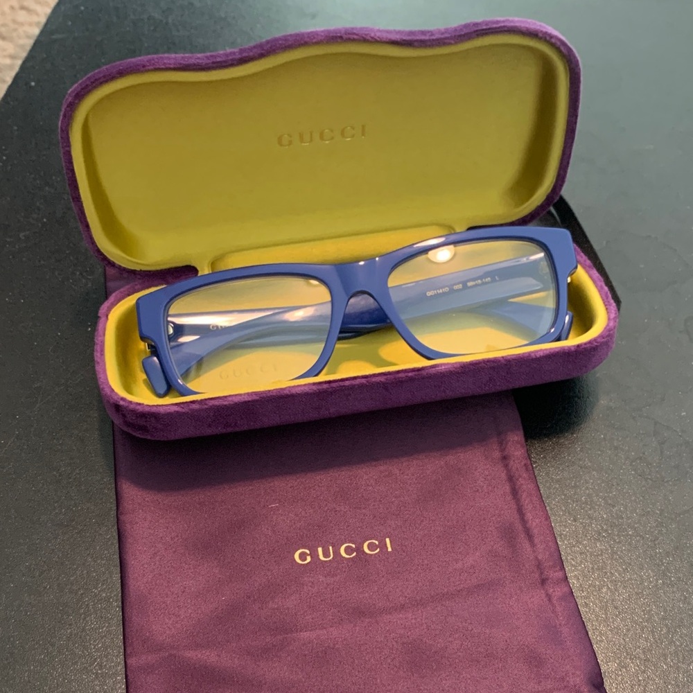 Gucci Blue Glasses with Purple Case